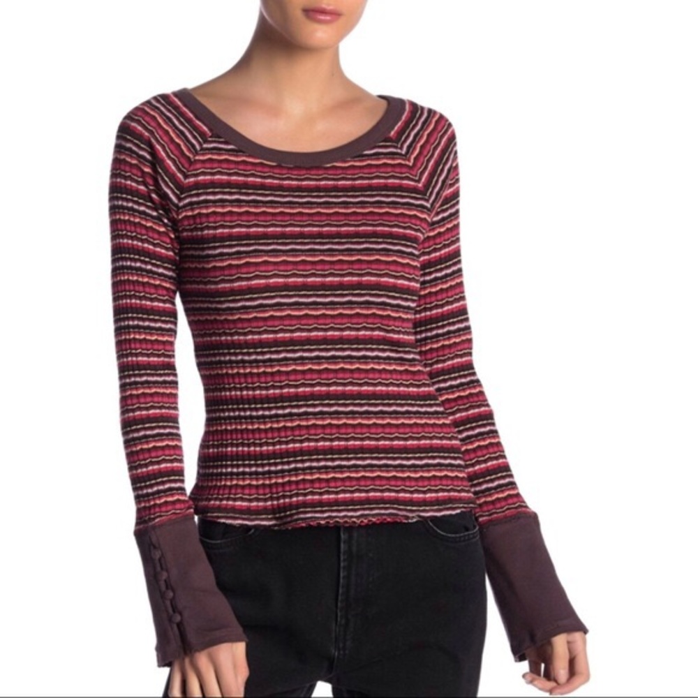 Free People We the Free// long sleeve striped top
